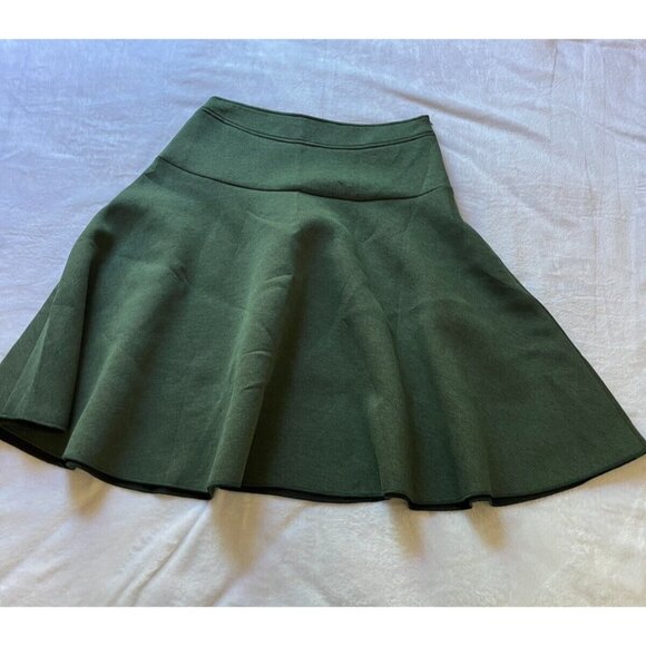 N Yang Womens Stretch Flared Skater Skirt Large Green High Waist A-Line Stretch - Picture 6 of 9